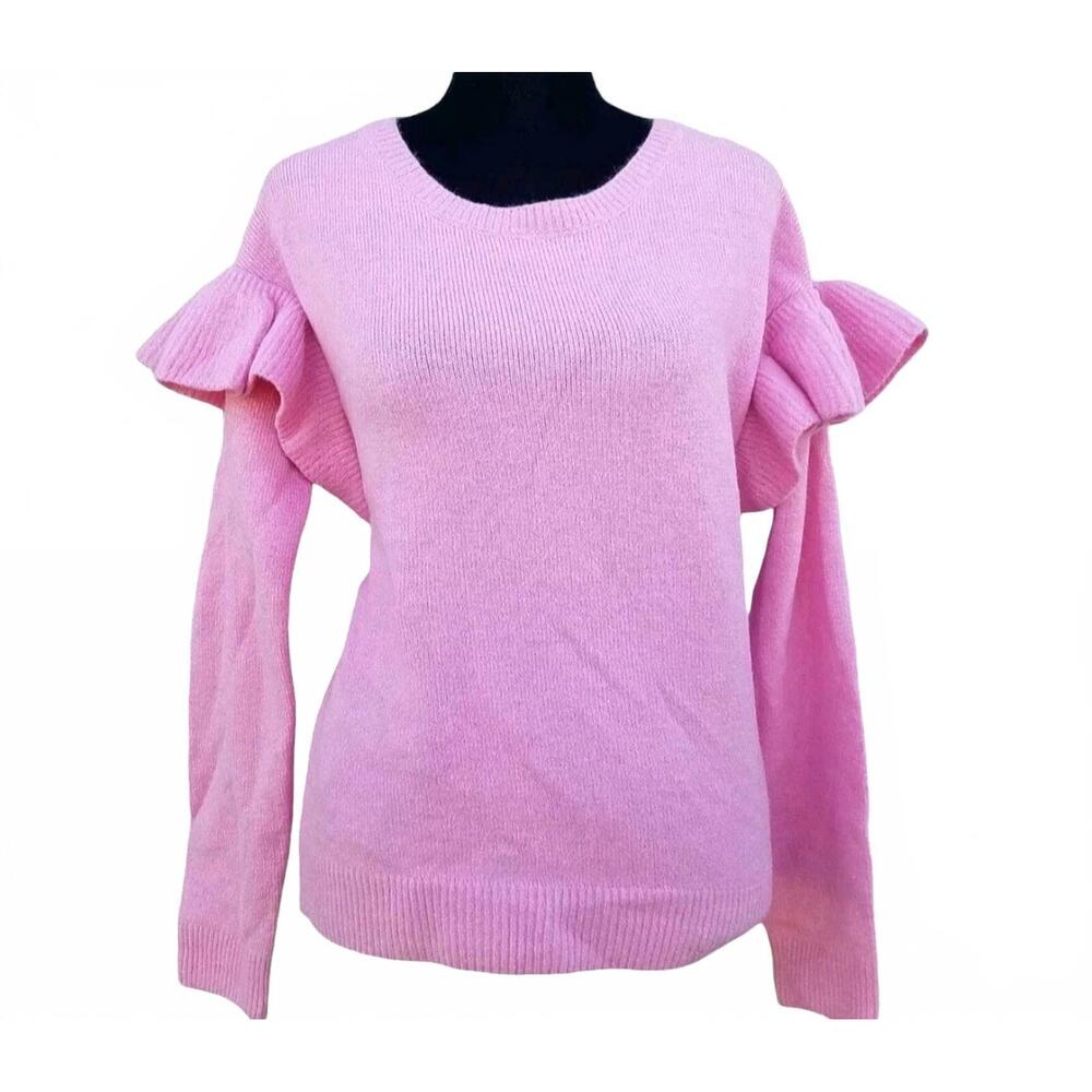 NEW GALLERIA ENTERPRISES, INC. women's puff-sleeves acrylic blend sweater in pin